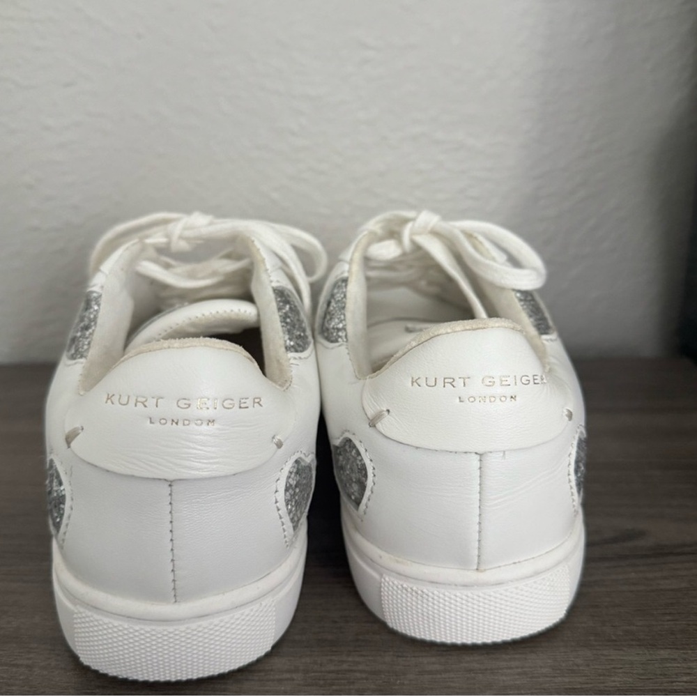 Kurt Geiger Kids White Sneakers with Glitter Hearts - Picture 4 of 4